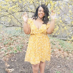 Yellow floral dress. Worn once